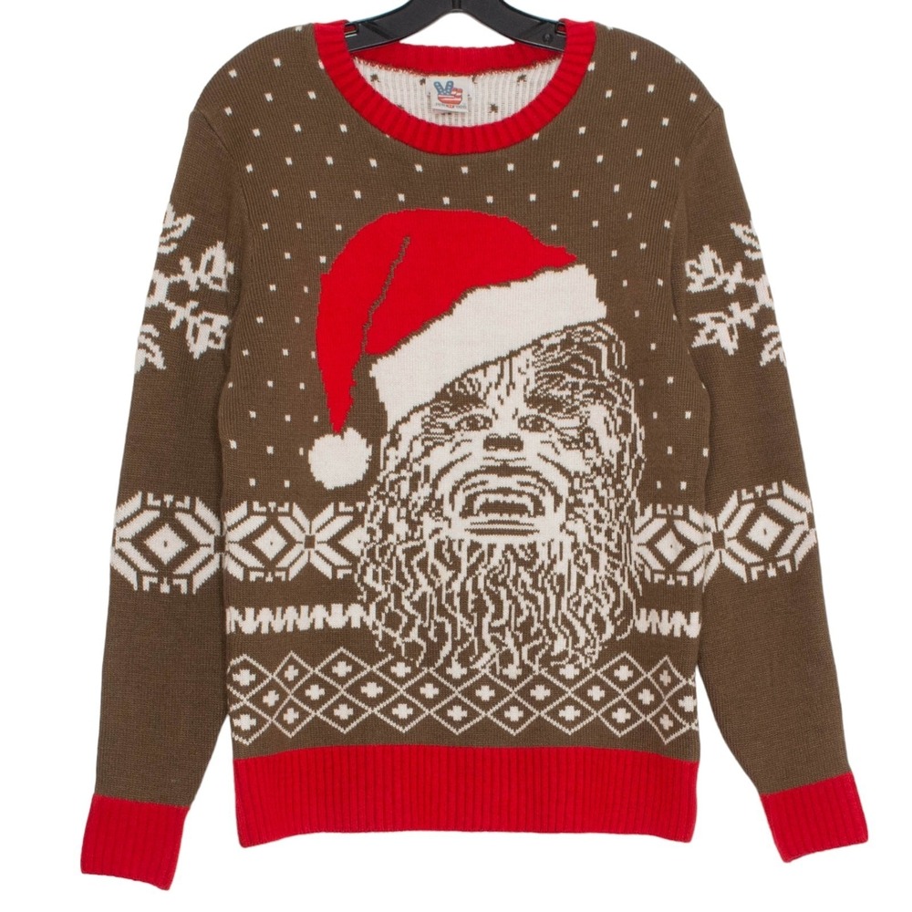 Junk Food Ugly Christmas Sweater Chewbacca Star Wars Fair Isle Holiday Novelty M